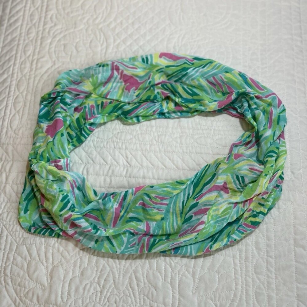 Lilly Pulitzer Riley Infinity Scarf Palm Leaf Lindy Tiki Lime Pink Women/Girl